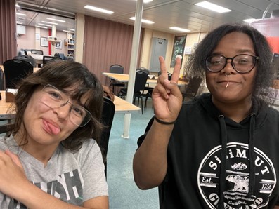 Two scientists pose in the mess